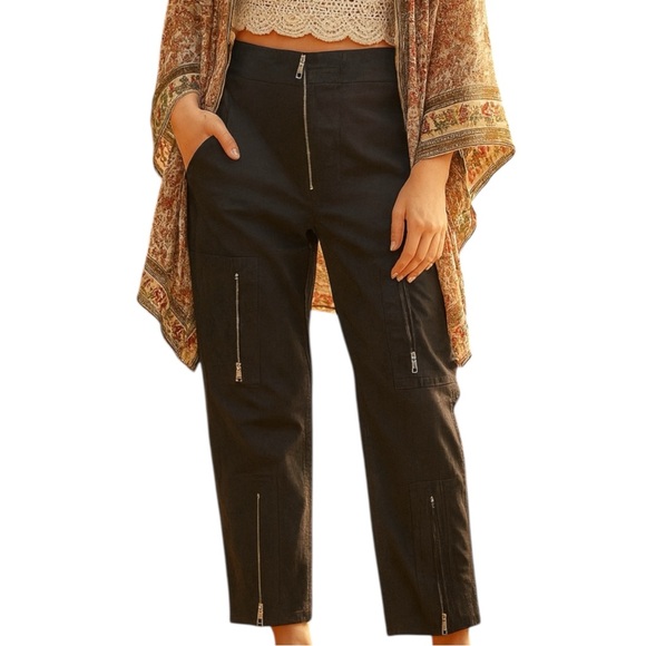 Scotch & Soda Pants - Scotch & Soda Sea You Black Cotton Zipper Detail Cargo Pants Size 30